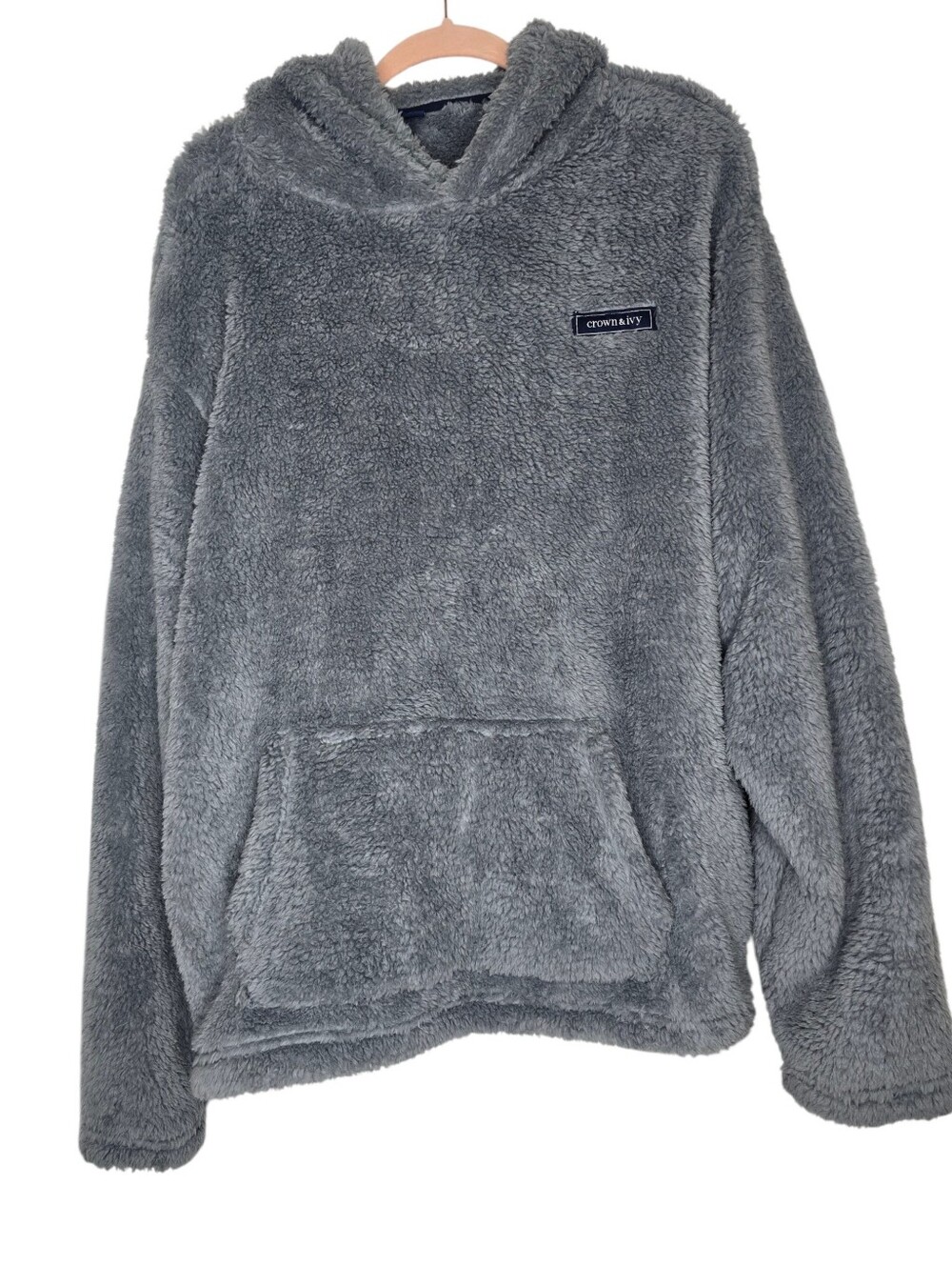 Crown & Ivy Sherpa Hoodie featuring a kangaroo pocket
